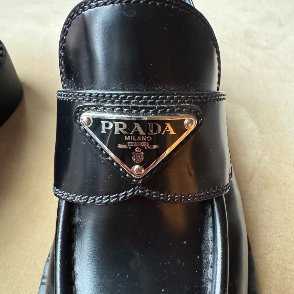Prada Black Leather Loafers. Size 36. - Picture 2 of 5